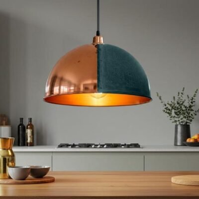 Handmade Copper Dome Pendant Light: Rustic Industrial Ceiling Lamp
