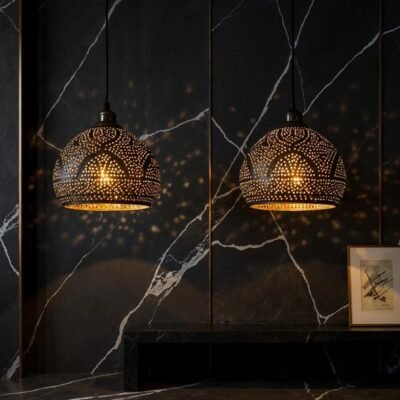 Handmade Hammered Copper Pendant Light: Moroccan Boho Chandelier