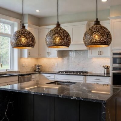 Handmade Hammered Copper Pendant Light: Moroccan Boho Chandelier