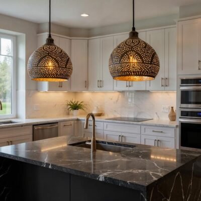 Handmade Hammered Copper Pendant Light: Moroccan Boho Chandelier