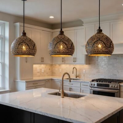 Handmade Hammered Copper Pendant Light: Moroccan Boho Chandelier