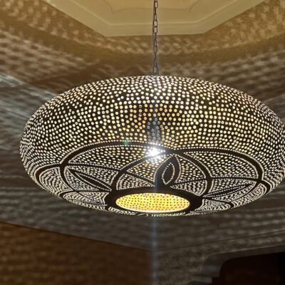 Handcrafted Moroccan Brass Pendant Light - Ornamental Vintage Lamp with Ethnic Bohemian Design, Perfect for Exotic Ambient Lighting Décor