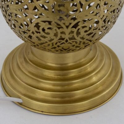 Unlacquered Brass Table Pierced Table Light, Bedside Lamp, Perforated Base Lamp | Duty-Free