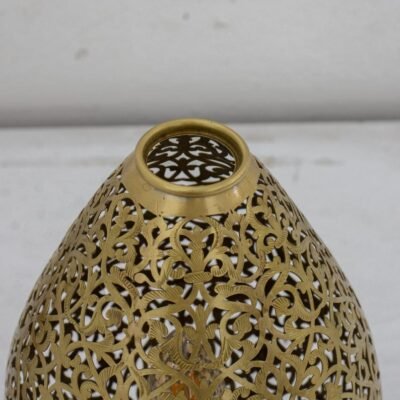 Unlacquered Brass Table Pierced Table Light, Bedside Lamp, Perforated Base Lamp | Duty-Free