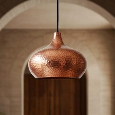 Hand Hammered Copper Pendant Light: Moroccan Perforated Ceiling Lamp Hand Hammered Copper Pendant Light: Moroccan Perforated Ceiling Lamp
