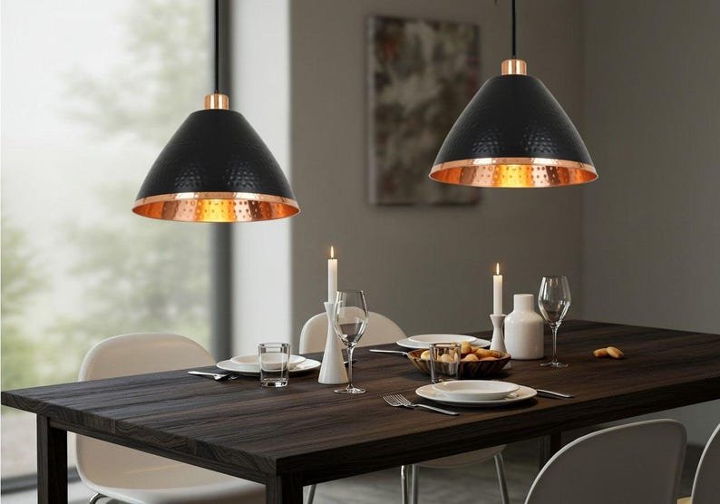 Handmade Moroccan Copper Pendant Light: Perforated Dome Ceiling Lamp