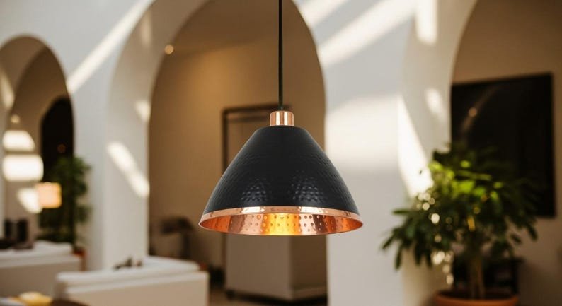 Handmade Moroccan Copper Pendant Light: Perforated Dome Ceiling Lamp