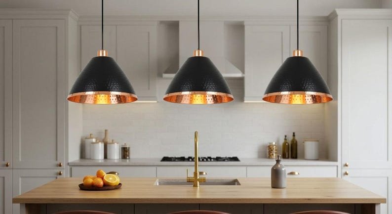 Handmade Moroccan Copper Pendant Light: Perforated Dome Ceiling Lamp