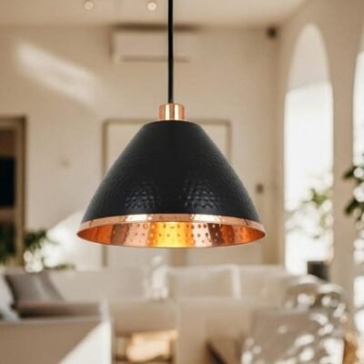 Handmade Moroccan Copper Pendant Light: Perforated Dome Ceiling Lamp