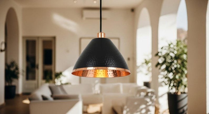 Handmade Moroccan Copper Pendant Light: Perforated Dome Ceiling Lamp