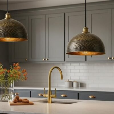 Handmade Moroccan Copper Pendant Light: Perforated Dome Lamp Shade