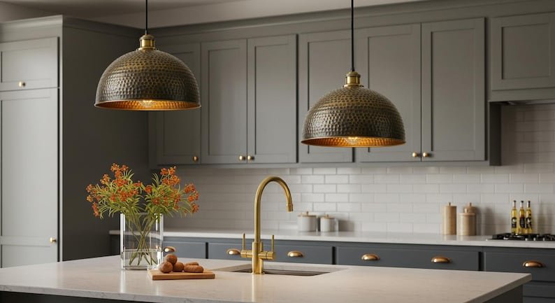 Handmade Moroccan Copper Pendant Light: Perforated Dome Lamp Shade