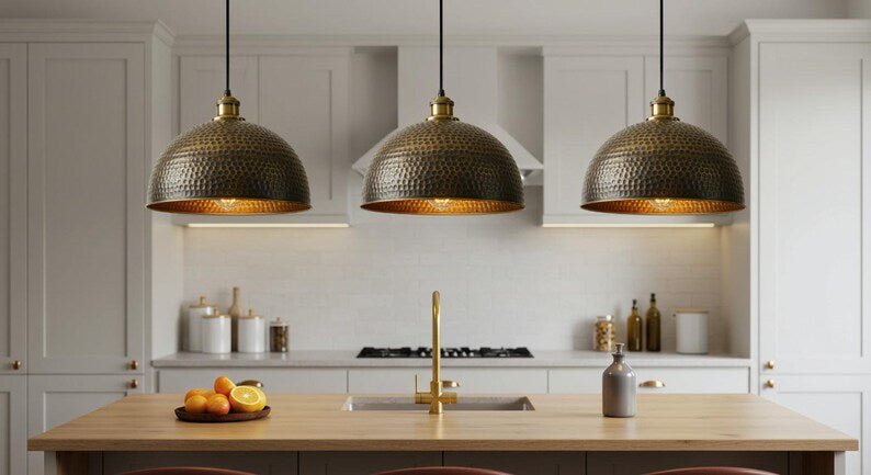 Handmade Moroccan Copper Pendant Light: Perforated Dome Lamp Shade