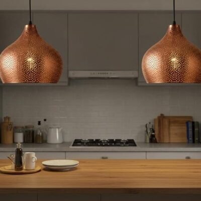 products-PerforatedMetal2 Perforated Copper Teardrop Pendant Light