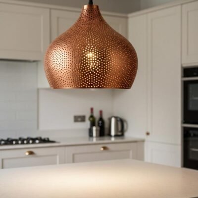Copper Onion Pendant Light - Perforated Metal Teardrop Lamp - Moroccan Kitchen Fixture - Brass copper finish Copper Onion Pendant Light - Perforated Metal Teardrop Lamp - Moroccan Kitchen Fixture - Brass copper finish