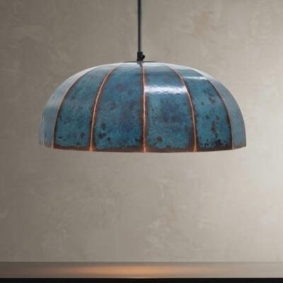 Blue Patina Copper Dome Pendant