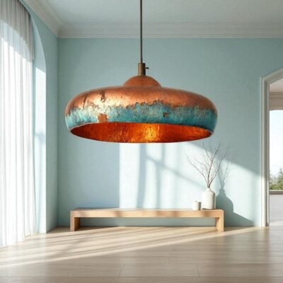 Oversized Copper Patina Disc Pendant