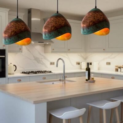 Handmade Copper Dome Pendant Light: Green Patina Rustic Farmhouse Lighting Handmade Copper Dome Pendant Light: Green Patina Rustic Farmhouse Lighting