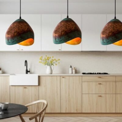 Handmade Copper Dome Pendant Light: Green Patina Rustic Farmhouse Lighting Handmade Copper Dome Pendant Light: Green Patina Rustic Farmhouse Lighting