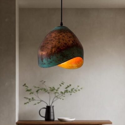 Handmade Copper Dome Pendant Light: Green Patina Rustic Farmhouse Lighting Handmade Copper Dome Pendant Light: Green Patina Rustic Farmhouse Lighting