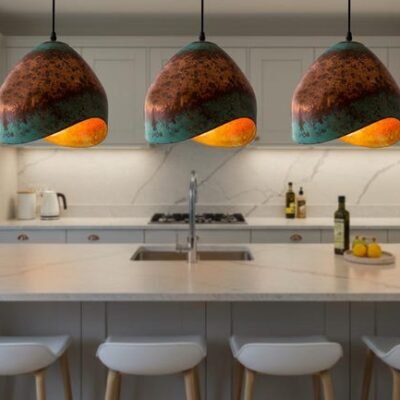 Handmade Copper Dome Pendant Light: Green Patina Rustic Farmhouse Lighting Handmade Copper Dome Pendant Light: Green Patina Rustic Farmhouse Lighting