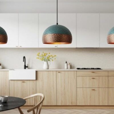 Handmade Oxidized Copper Dome Pendant Light: Rustic Green Patina Handmade Oxidized Copper Dome Pendant Light: Rustic Green Patina