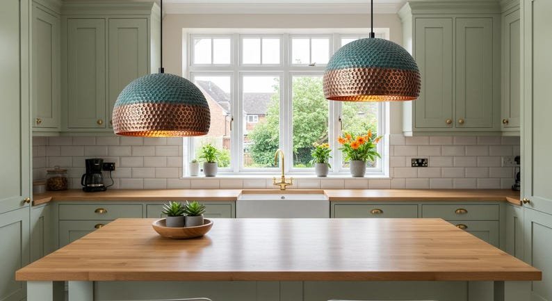 Handmade Oxidized Copper Dome Pendant Light: Rustic Green Patina Handmade Oxidized Copper Dome Pendant Light: Rustic Green Patina