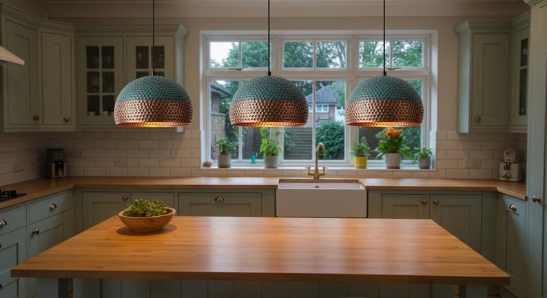 Handmade Oxidized Copper Dome Pendant Light: Rustic Green Patina Handmade Oxidized Copper Dome Pendant Light: Rustic Green Patina