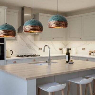 Handmade Oxidized Copper Dome Pendant Light: Rustic Green Patina Handmade Oxidized Copper Dome Pendant Light: Rustic Green Patina