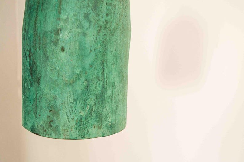 Oxidized Copper Dome Pendant Light: Rustic Green Patina Farmhouse Lighting