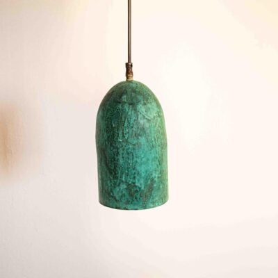 Oxidized Copper Dome Pendant Light: Rustic Green Patina Farmhouse Lighting