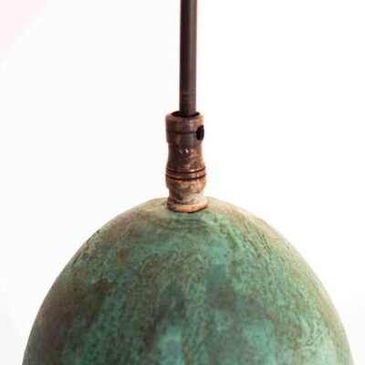 Oxidized Copper Dome Pendant Light: Rustic Green Patina Farmhouse Lighting