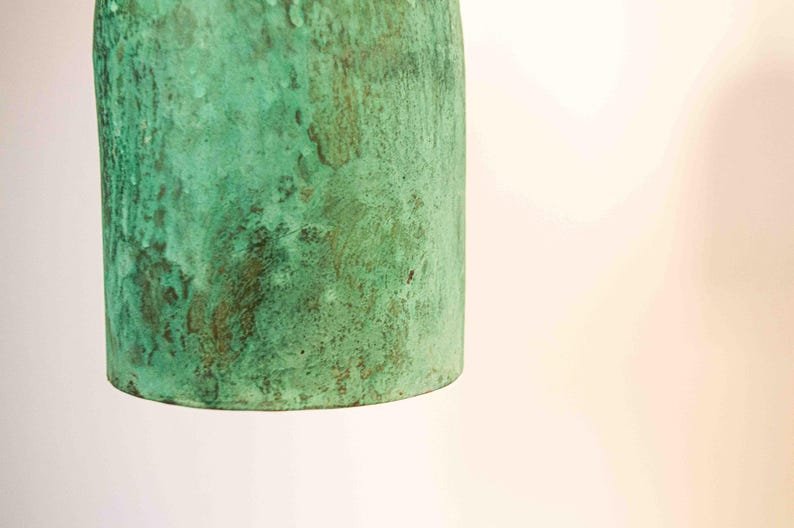 Oxidized Copper Dome Pendant Light: Rustic Green Patina Farmhouse Lighting