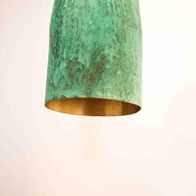 Oxidized Copper Dome Pendant Light: Rustic Green Patina Farmhouse Lighting