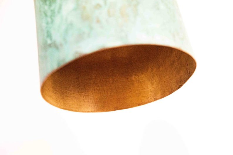 Oxidized Copper Dome Pendant Light: Rustic Green Patina Farmhouse Lighting