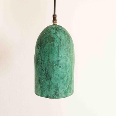 Oxidized Copper Dome Pendant Light: Rustic Green Patina Farmhouse Lighting