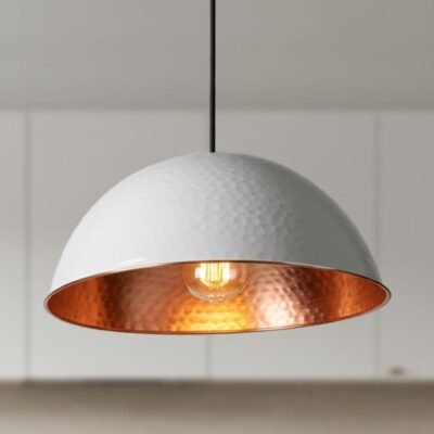 Handmade Copper Dome Pendant Light: Rustic Industrial Lighting