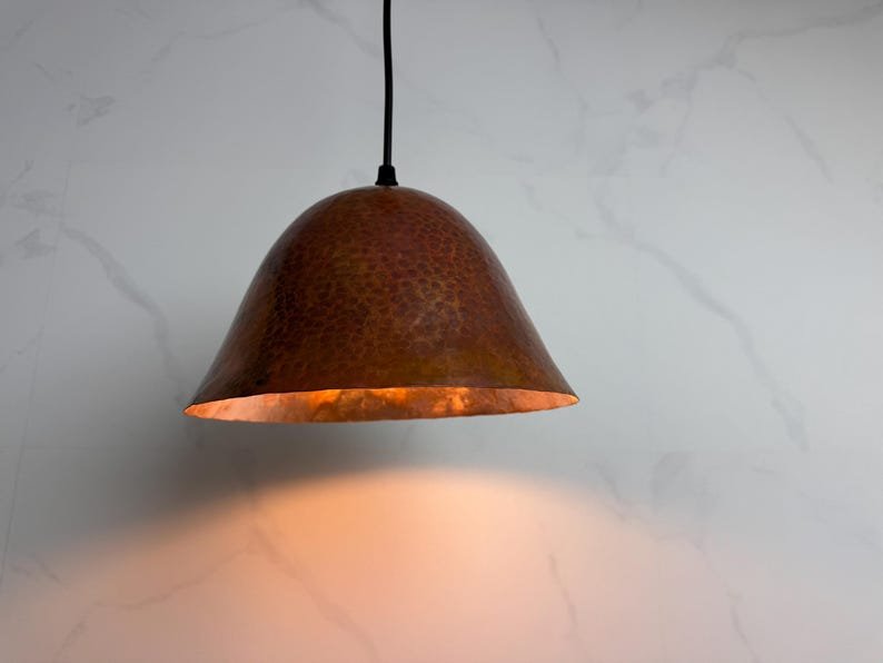 Handmade Hammered Copper Dome Pendant Light - Rustic Industrial Style Handmade Hammered Copper Dome Pendant Light - Rustic Industrial Style