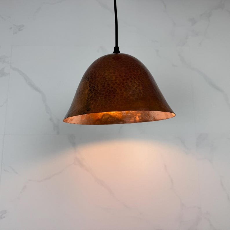 Handmade Hammered Copper Dome Pendant Light - Rustic Industrial Style Handmade Hammered Copper Dome Pendant Light - Rustic Industrial Style