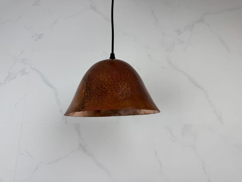 products-RusticIndustrialStyle8 Hammered Copper Bell Pendant Light