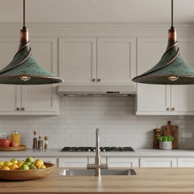 Handmade Green Patina Copper Pendant Light: Rustic Island Lighting Handmade Green Patina Copper Pendant Light: Rustic Island Lighting