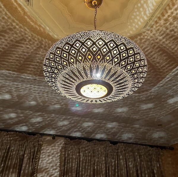 Large Moroccan Brass Pendant Chandelier