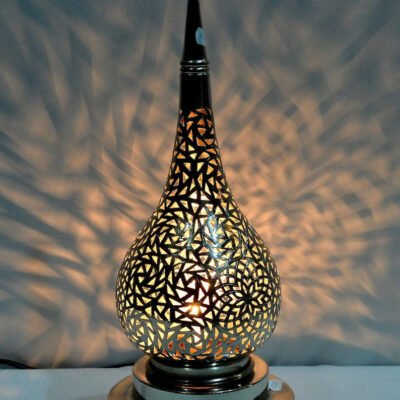 Handmade Brass Table Lamp: Moroccan Lantern Shade, Soft Light Handmade Brass Table Lamp: Moroccan Lantern Shade, Soft Light