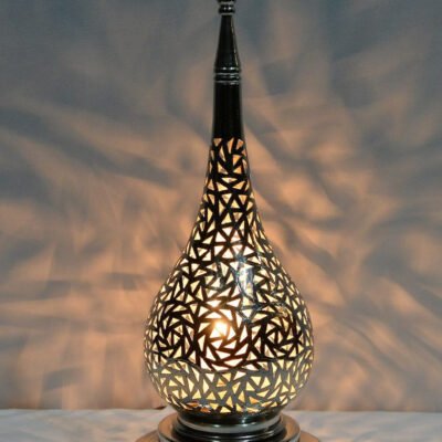 Handmade Brass Table Lamp: Moroccan Lantern Shade, Soft Light Handmade Brass Table Lamp: Moroccan Lantern Shade, Soft Light