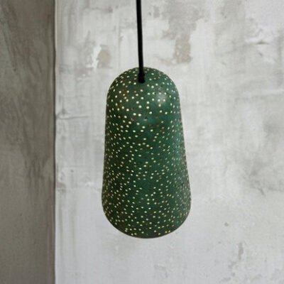 Handmade Green Patina Copper Pendant Light - Moroccan Star Design
