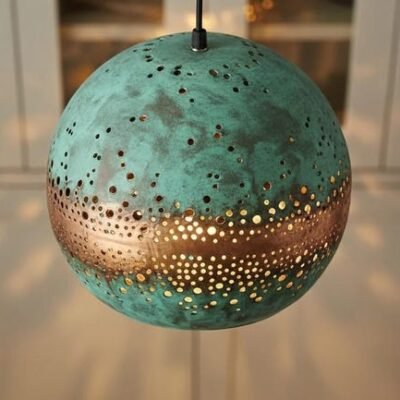 Handmade Hammered Copper Pendant Light - Moroccan Patina Swirl Design Handmade Hammered Copper Pendant Light - Moroccan Patina Swirl Design