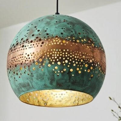 Handmade Hammered Copper Pendant Light - Moroccan Patina Swirl Design Handmade Hammered Copper Pendant Light - Moroccan Patina Swirl Design