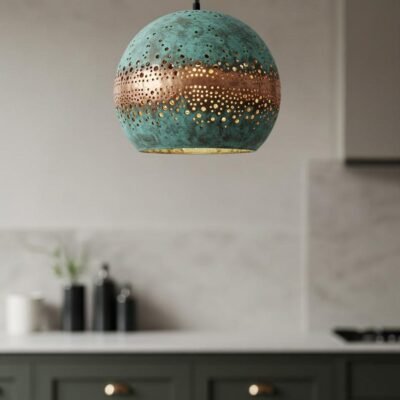 Handmade Hammered Copper Pendant Light - Moroccan Patina Swirl Design Handmade Hammered Copper Pendant Light - Moroccan Patina Swirl Design