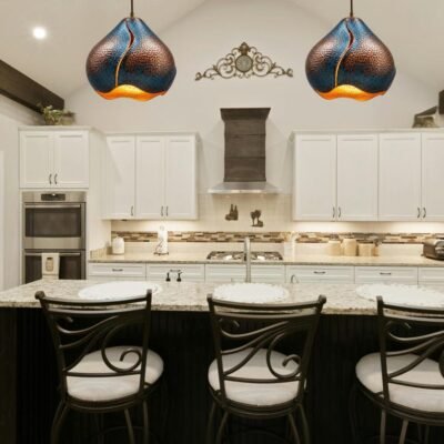 Hand Hammered Copper Pendant Light: Sculptural Teardrop Ceiling Lamp Hand Hammered Copper Pendant Light: Sculptural Teardrop Ceiling Lamp