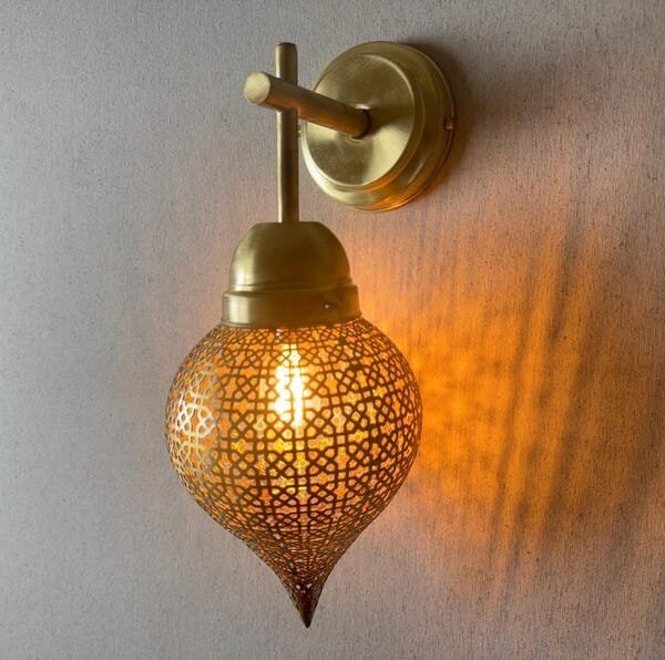 Moroccan Brass Teardrop Wall Sconce